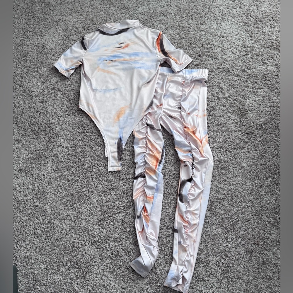 Marble-Print Two-Piece and Leggings Set